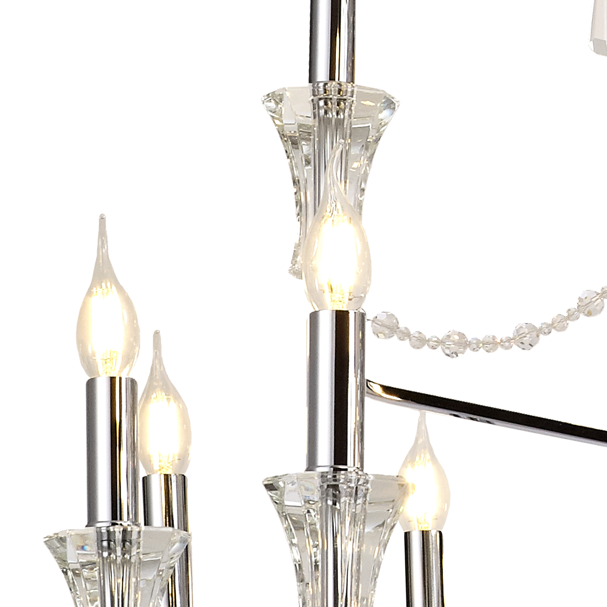 Armand Polished Chrome Crystal Ceiling Lights Diyas Statement Crystal Fittings